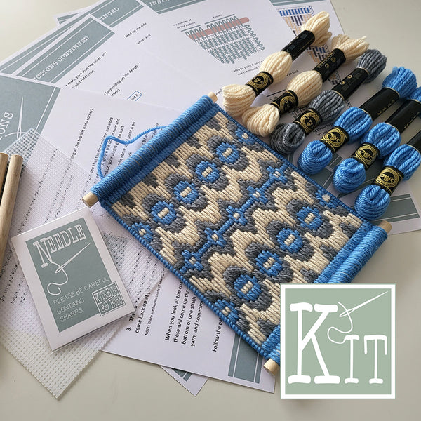 Bargello Kit - Beige, Grey & Blue - Tapestry Kit