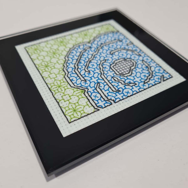 Coasters - Glass - Silver/Black (Stitch Area: Square 7.5cm or 3")