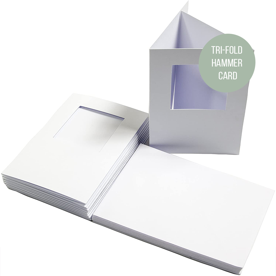 Cards - 3 Fold A6 - White (Stitch Area: Square 6cm or 2.4")